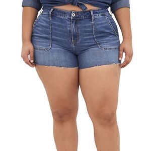 Torrid High Rise Stretch Vintage Denim Jean Distressed Shorts Size 18NWT